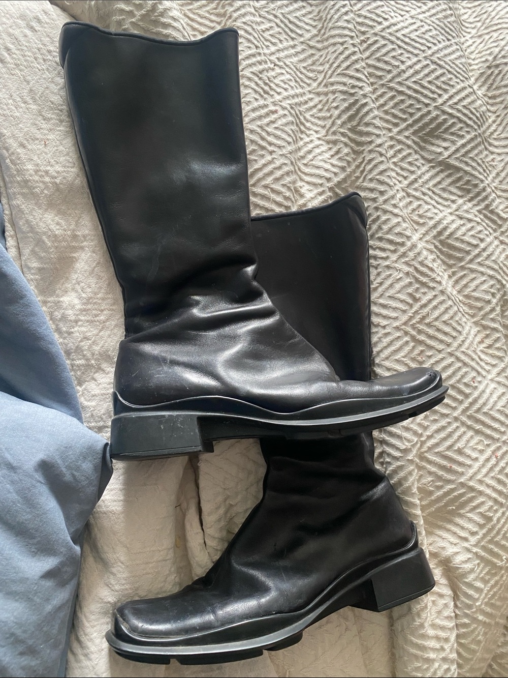 vintage Prada Leather mid calf-High moto boots Y2K size 37